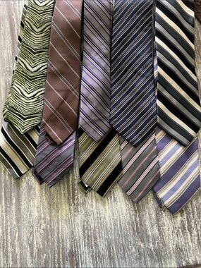 Classic Men's Striped Necktie  Assorted Colors and Brands. Some silk. New in pkg